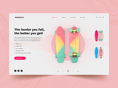 Skateboard Web App Design app designer app development design dribbble ecommerce design ecommerce shop landing page product design skateboard skateboarder skateboarding ui web app web application design web design website