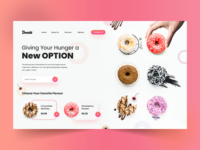 Food Business Landing Page Design donuts donuts website dribble landing page design ui uiuxdesign user experience user interface ui ux web design websitedesign