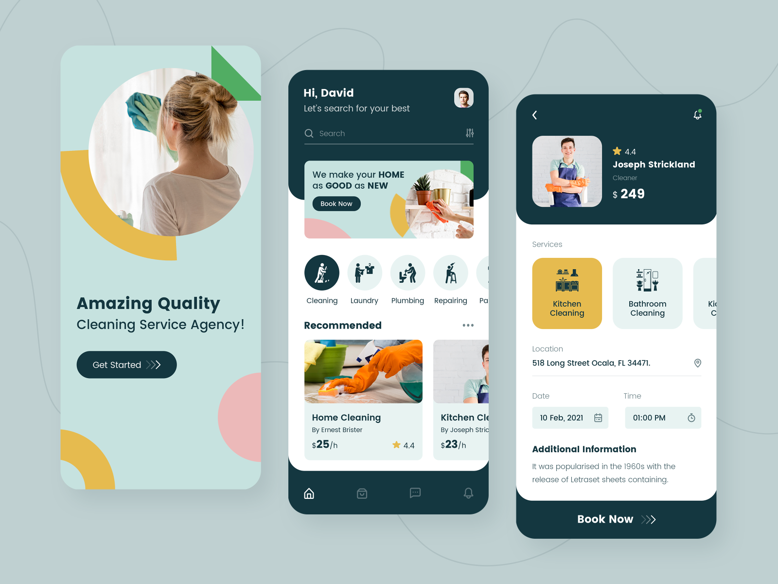 Home Cleaning App Design by CMARIX on Dribbble