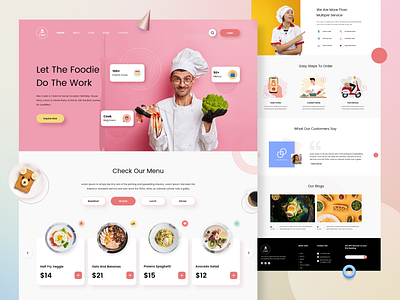 Hire Cook Landing Page Design chef cook cooking delicious design food kitchen landing page landing page design service startup tasty ui ui designers ui ux user experience user interface ux web web design