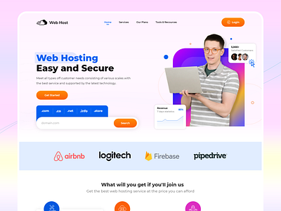 Web Hosting Website Design clean cloud cloud services design domain hosting header homepage hosting hosting packages hosting solution hostingprovider internet landing page provider server servers vps web concept web design web hosting