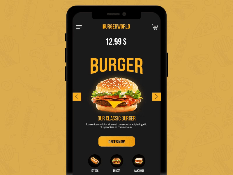 Food App UI Animation animation animation design app app concept app design app development creation design food app illustration mobile apps mobile apps design ui ux