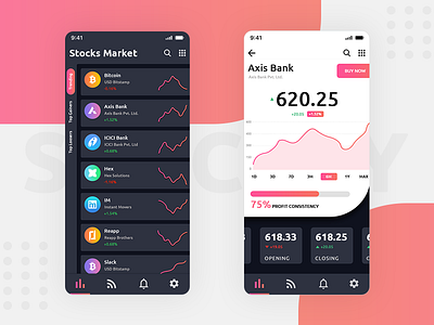 Stock Market App UI app app concept app design app development creation creative design dribbble simple stock exchange stock market ui ux