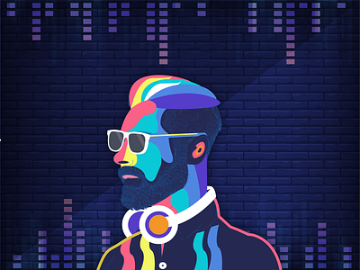 DJ Illustrator creation design dj night dribbble graphic graphic design illustration illustration art illustration challenge man potrait sketch ui