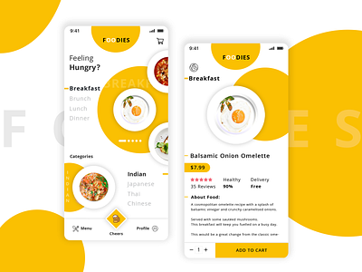 Food App UI | Foodies app app branding app concept app design app designers app development breakfast design food app food app ui hungry omelette ui ui deisgn ui designers ui pack ux white background yellow