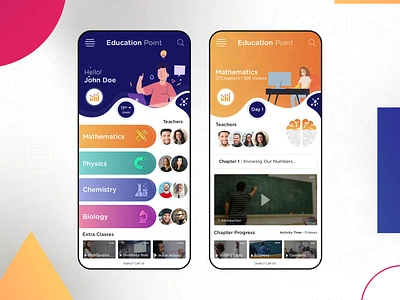 Online Education | Learning App UI app concept app design app development biology chemistry children design education app education icons etech learning app learning platform mathematics maths physics school app school icons students teachers ui