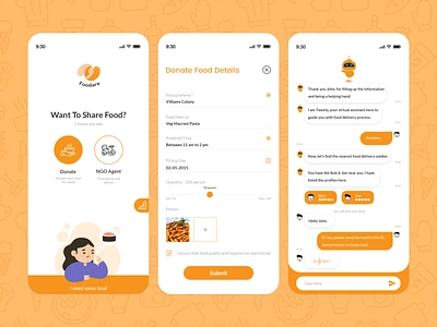 Food Donation Application app concept app design app development chatbot design donate food and beverage food and drink food app food donation food illustration food safety hunger ngo photoshop poor share ui ui designer uidesign