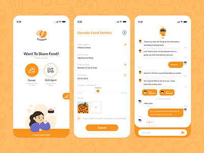 Food Donation Application app concept app design app development chatbot design donate food and beverage food and drink food app food donation food illustration food safety hunger ngo photoshop poor share ui ui designer uidesign