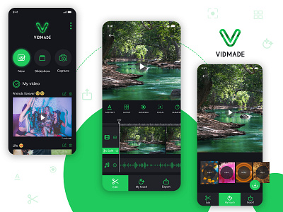 Video Editing App adobe photoshop android app app app concept app design app designers app development app development company black creation design editing films green iphone app ui ux video video editing video editor