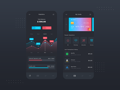 Banking App Dark Mode UI