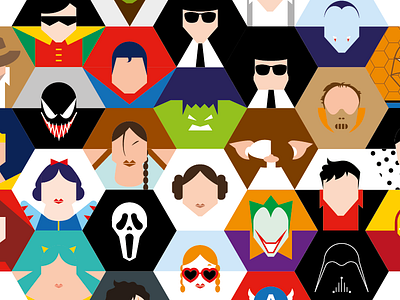 Guess Who? comix film hexagon minimal mudule superhero vector