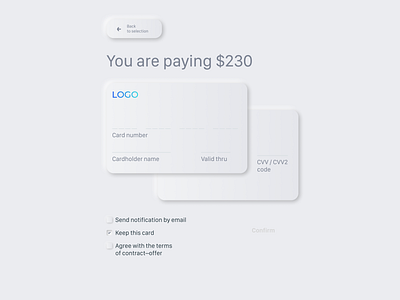 Daily UI 002 Credit card checkout dailyui dailyui 002 neomorphic neomorphism