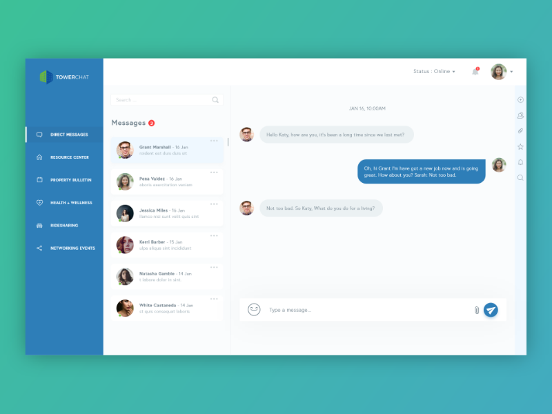 TowerChat Dashboard by Ayoub Hrik on Dribbble