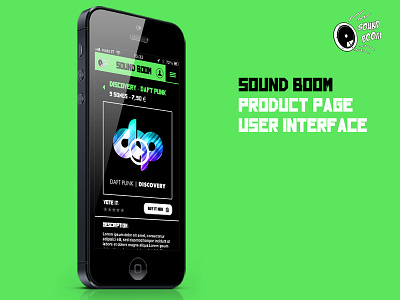 Sound Boom - Product Page UI android app black green iphone music smartphone sound store ui user interface