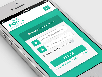 Login Page - Mobile Version / Pop.it design flat green hosting interface iphone login mobile responsive ui ux website