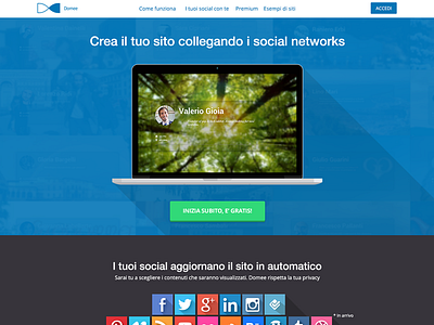 Domee Flat Homepage app clean flat flat design login long shadow simple social website