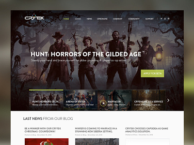 Crytek Homepage Design clean crytek game green homepage interface mockup modern redesign user interface videogame web design