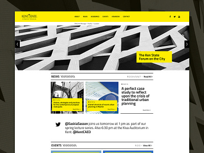 Kent State University Florence - Homepage architecture black homepage layout minimal template university user interface web website yellow