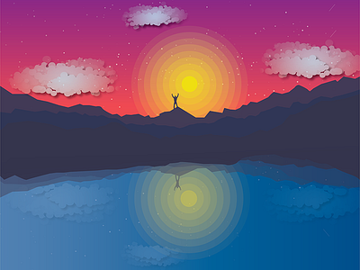 Journey to the horizon graphic design horizon illustration nature space sunset travel water