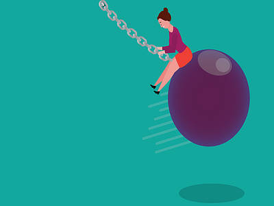 She came back with a wrecking ball ball digital art funny illustration girl graphic design illustrator work