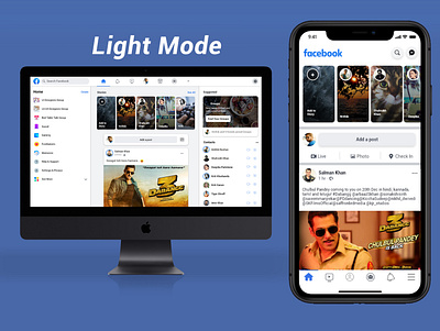 Facebook Redisgn Concept Light Mode blue and darkblue branding design gradiant graphic icon illuatration illustration light screen vector