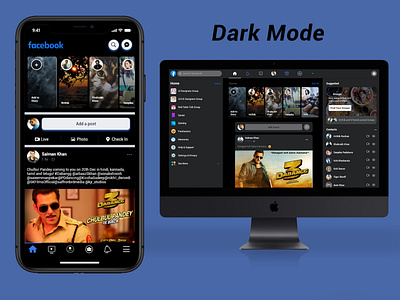 Facebook Redesign Concept Dark Mode by Balu Designs on Dribbble