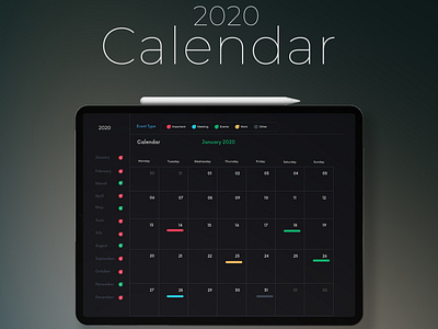 Calendar Redesign Concept 2020 blue and darkblue branding calendar redesign concept 2020 calendar redesign concept 2020 design gradiant graphic illuatration illustration photoshop vector