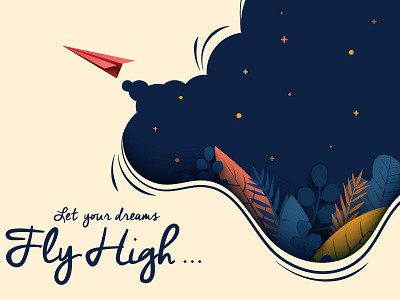 Fly High Artwork blue and darkblue branding design flat gradiant graphic illuatration illustration light screen vector