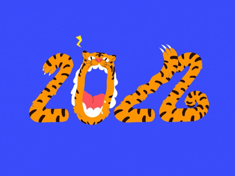 Happy New Tiger's Year 🐯 12 principles 2022 after effects animation chinesenewyear design happynewyear illustration letter lettering mograph motion design motion graphics tiger tigersyear vectorart