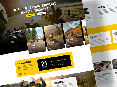 Motor Cycle Riding Club Landing Page about us bike blog design hero landing page motor motor cycle riding ui ux vintage web design