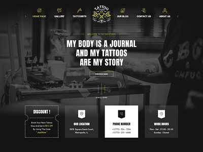 Tattoo Studio Landing Page design header hero image landing page tattoo tattoo studio ui ux web design