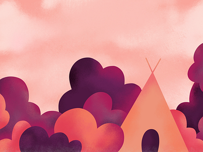 Campsite in The Mind flat design illustration procreate texture