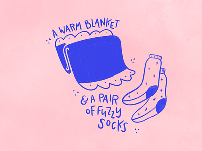 A few of my fav things: winter edition blanket hand drawn hand lettering illustration socks