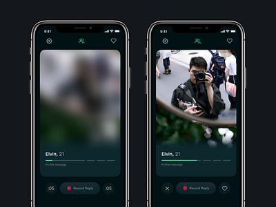 Voice-based Dating App - Profile Cards dating app interaction product design ui ux