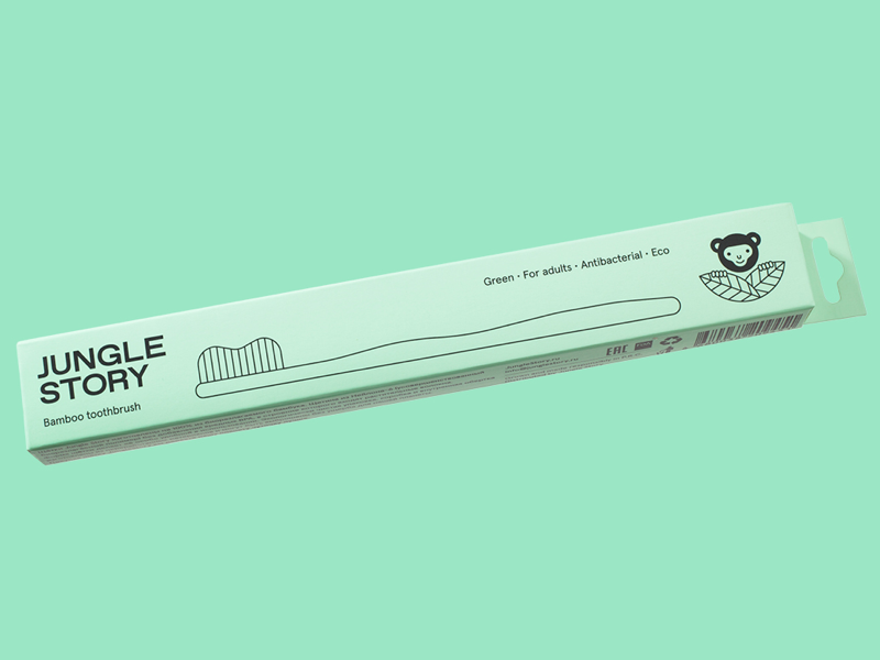 Jungle Story bamboo toothbrush packaging design by Norrskog Design Agency  on Dribbble