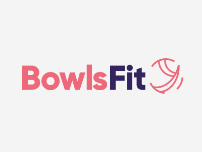 Logo | BowlsFit blue brand brand design design designer fitness graphic design icon logo logo design pink wordmark