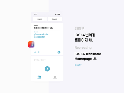 iOS 14 Translator Homepage UI