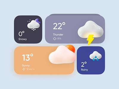 Weather components (widgets) 3d app components design minimal ui weather widget