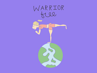 Warrior Free design female fun funbits illustration travel warrior free warrior three web world yoga