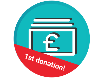 1st Donation 1st badge donation donations first donation fundraising gamification gbp