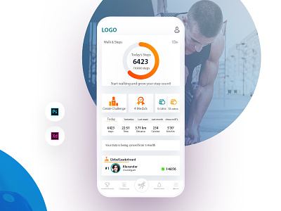 Fitness app dashboard ui design fitness