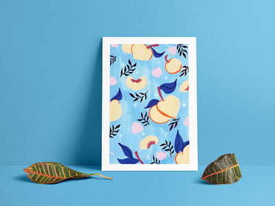 Sweet Peaches art colourful design cute food illustration illustration packaging painting pattern pattern design peaches posca print design surface pattern design traditional art