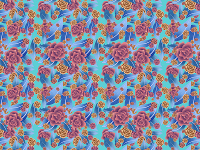 Field of Roses Blue art cute digital art feminine flower illustration flowers flowers illustration illustration illustration art pattern design plants print procreate textile textile pattern