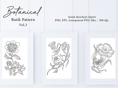 Botanical Batik Pattern Vol.3 - Graphic Set batik botanical botanical art botanical illustration branding creative market design design elements digital art drawing floral flowers flowers illustration freelance graphic design illustration logo pattern seamless pattern