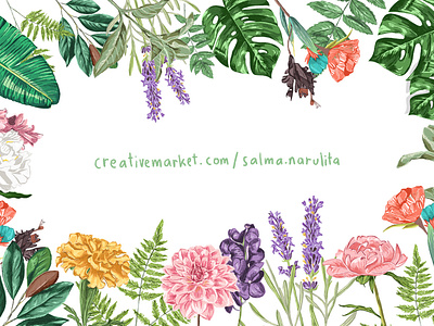 Colored Botanical Illustration - Graphic Set art batik botanical botanical art botanical illustration branding creative market design digital art drawing fiverr floral flowers flowers illustration freelance graphic design illustration logo pattern seamless pattern