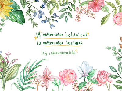 Watercolor Botanical & Texture - Graphic Set