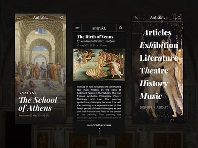 Antrakt - Art & Culture Online Magazine app app design art illustration logo typography ui ux