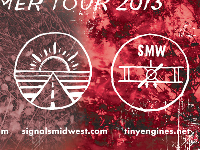 Signals Midwest / Run Forever summer tour icons distress film grunge hand drawn icon plane road sunset