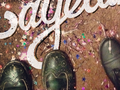 Cayetana album cover cayetana confetti grunge hand drawn type ligature script shoes