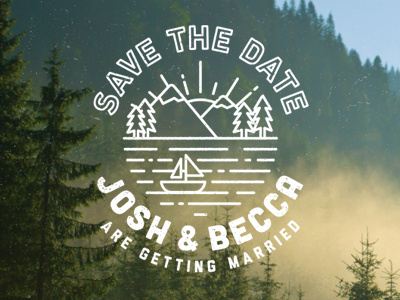 Josh & Becca dust fog save the date summer camp texture trees vector